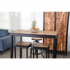 Les meilleures critiques de 🎁 MEUBLE HOUSE Table Haute Métal Et Bois 120x70cm "IPN" - Noir 🎉 -Table haute Boutique 54941650 3