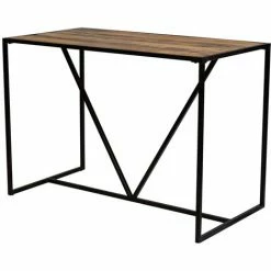 De gros 😉 MEUBLE HOUSE Mange-debout Industriel Métal Noir Et Bois Massif "Jack" - Marron 🧨 -Table haute Boutique 54941658 4