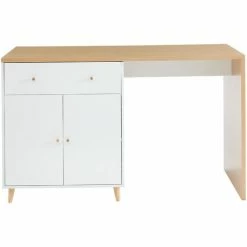 Remise ❤️ BAïTA Ilot Central MAX Blanc Et Effet Chêne 150cm - Blanc ⌛