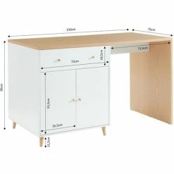 Remise ❤️ BAïTA Ilot Central MAX Blanc Et Effet Chêne 150cm - Blanc ⌛ -Table haute Boutique 54959278 5