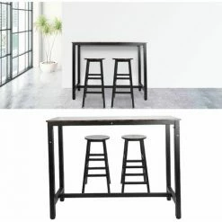 Le moins cher 🌟 YB équipement De Bar 1 Table De Bar Et 2 Tabourets De Bar Pour Les Fournitures De D?ner De Bar De Banquet 🥰 -Table haute Boutique 55204817 5