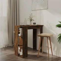 Grosses soldes 👍 YOUTHUP Table De Bar Avec étagère Chêne Fumé 102x50x103,5 Cm Aggloméré - Brun ❤️