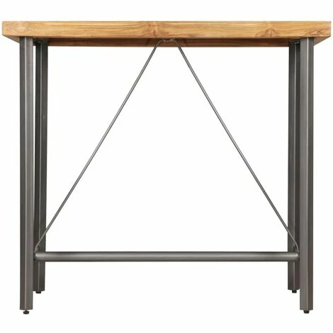 De gros 🎁 YOUTHUP Table De Bar Teck Recyclé Massif 120 X 58 X 106 Cm - Brun 🤩 5 De gros 🎁 YOUTHUP Table De Bar Teck Recyclé Massif 120 X 58 X 106 Cm - Brun 🤩 – Image 3