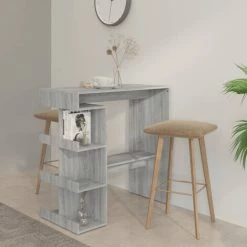 Nouveau 🔔 YOUTHUP Table De Bar Et étagère De Rangement Sonoma Gris 100x50x101,5cm - Gris ❤️