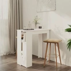 Remise 🎁 YOUTHUP Table De Bar Avec étagère Blanc 102x50x103,5 Cm Aggloméré - Blanc 😉