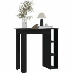 Meilleure affaire 🧨 YOUTHUP Table De Bar Avec étagère Noir 102x50x103,5 Cm Aggloméré - Noir 😍 -Table haute Boutique 55264342 3