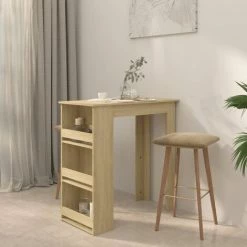 Meilleure affaire 🧨 YOUTHUP Table De Bar Avec Rangement Chêne Sonoma 102x50x103,5 Cm - Beige 🌟 -Table haute Boutique 55264348 4