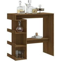 Budget 🌟 YOUTHUP Table De Bar étagère De Rangement Chêne Marron 100x50x101,5 Cm - Brun 😉 -Table haute Boutique 55264357 4