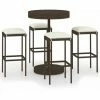 Le moins cher ⌛ Topdeal Meuble De Bar De Jardin 5 Pcs Et Coussins Résine Tressée Marron FF3064761_FR ✨ -Table haute Boutique 55276453 1