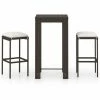 Acheter 🌟 Topdeal Meuble De Bar De Jardin 3 Pcs Et Coussins Résine Tressée Marron FF3064774_FR 🎁