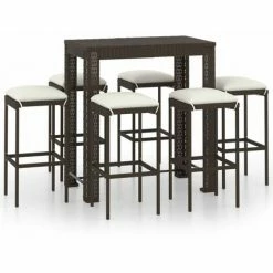 Les meilleures critiques de ❤️ Topdeal Meuble De Bar De Jardin 7 Pcs Et Coussins Résine Tressée Marron FF3064783_FR ⭐
