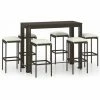 Offres ⌛ Topdeal Meuble De Bar De Jardin 7 Pcs Et Coussins Résine Tressée Marron FF3064786_FR ⭐ -Table haute Boutique 55276469 1