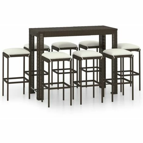 Tout neuf 🥰 Topdeal Meuble De Bar De Jardin 9 Pcs Et Coussins Résine Tressée Marron FF3064789_FR ❤️ 3 Tout neuf 🥰 Topdeal Meuble De Bar De Jardin 9 Pcs Et Coussins Résine Tressée Marron FF3064789_FR ❤️