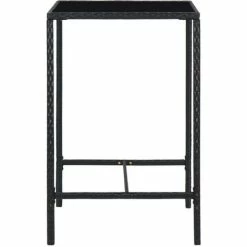 Acheter 🛒 INLIFE Table De Bar De Jardin Noir 70x70x110cm Résine Tressée Et Verre 👏 -Table haute Boutique 55640032 3