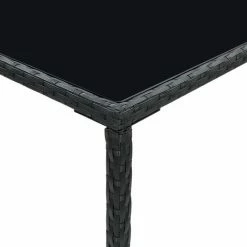 Acheter 🛒 INLIFE Table De Bar De Jardin Noir 70x70x110cm Résine Tressée Et Verre 👏 -Table haute Boutique 55640032 5