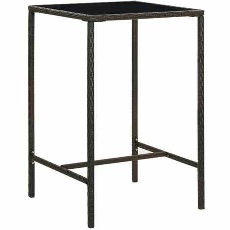 Bon marché 🤩 INLIFE Table De Bar De Jardin Marron 70x70x110 Cm Résine Tressée Verre 🤩 4 Bon marché 🤩 INLIFE Table De Bar De Jardin Marron 70x70x110 Cm Résine Tressée Verre 🤩 – Image 2