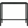 Coupon 🛒 INLIFE Table Bar De Jardin Noir 130x60x110 Cm Résine Tressée Et Verre 🌟 -Table haute Boutique 55640496 1