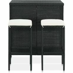 Vente flash 🛒 INLIFE Ensemble De Bar 3 Pcs Résine Tressée Noir 🔥