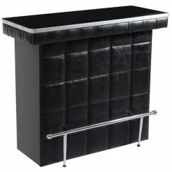 Top 10 ⌛ VENTE-UNIQUE.COM Meuble De Bar CARDY - Simili & Verre Trempé - Noir - Noir 🧨 -Table haute Boutique 55881585 2