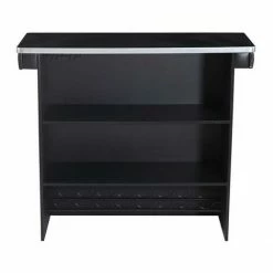 Top 10 ⌛ VENTE-UNIQUE.COM Meuble De Bar CARDY - Simili & Verre Trempé - Noir - Noir 🧨 -Table haute Boutique 55881585 5