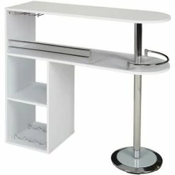 Meilleure affaire 🌟 VENTE-UNIQUE.COM Meuble De Bar FRANZ - Blanc - Blanc ❤️ -Table haute Boutique 55881916 2