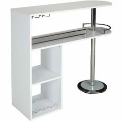 Meilleure affaire 🌟 VENTE-UNIQUE.COM Meuble De Bar FRANZ - Blanc - Blanc ❤️ -Table haute Boutique 55881916 4