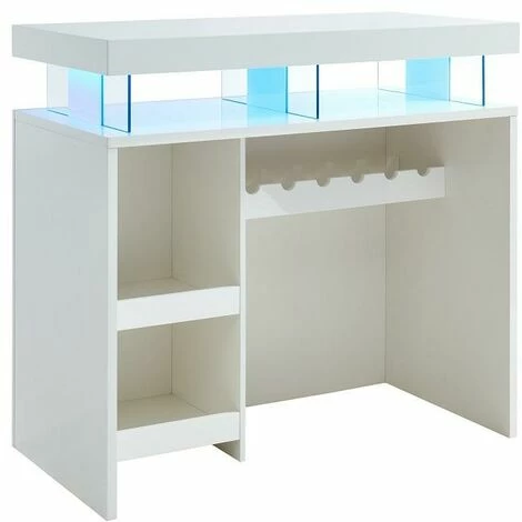 Nouveau 🔥 VENTE-UNIQUE.COM Meuble De Bar FABIO - MDF Laqué Blanc - LEDs - Blanc 🔔 6 Nouveau 🔥 VENTE-UNIQUE.COM Meuble De Bar FABIO - MDF Laqué Blanc - LEDs - Blanc 🔔 – Image 4