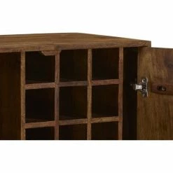 Acheter 😉 VENTE-UNIQUE.COM Meuble De Bar ORPHEA - 2 Portes - Bois De Sheesham & Métal Doré - Naturel Foncé ⌛ -Table haute Boutique 55884731 3