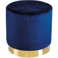Remise 🧨 NETFURNITURE Lourd Pouffe Royal Blue Velvet (pack De 1) - Bleu 🤩