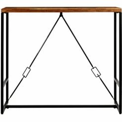 Remise 👍 HELLOSHOP26 Table Haute Mange Debout Bar Bistrot Bois Recyclé Solide 120 Cm - Bois 🔥 -Table haute Boutique 56403671 3