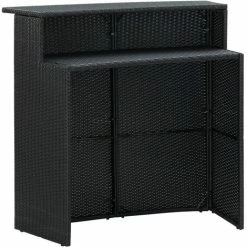 Remise 🔥 Topdeal Table De Bar De Jardin Noir 120x55x110 Cm Résine Tressée FF313468_FR ⌛ -Table haute Boutique 56578305 3