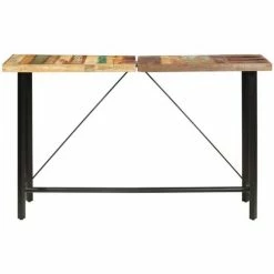 Coupon 🛒 Topdeal Ensemble De Bar 7 Pcs Bois De Récupération Et Cuir Véritable FF3053447_FR 🔥 -Table haute Boutique 56578754 3