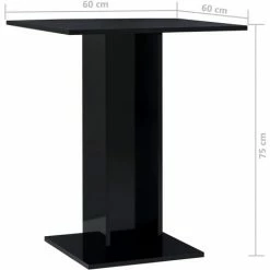 Meilleur prix 🎉 Topdeal Table De Bistro Noir Brillant 60x60x75 Cm Aggloméré FF802109_FR 👍 -Table haute Boutique 56579266 5