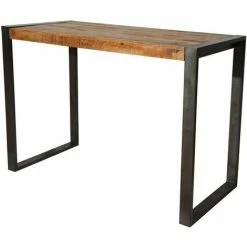 Remise ✨ MEUBLE HOUSE Table De Bar Style Industriel Bois Et Métal 150x70 Cm "New York" - Marron ⌛