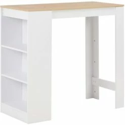 Meilleure affaire ❤️ INLIFE Table De Bar Avec étagère Blanc 110x50x103 Cm 👍 -Table haute Boutique 56630198 2