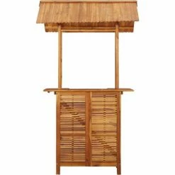 Sortie 🔔 INLIFE Table De Bar D'extérieur Avec Toit 122x106x217 Cm Bois D'acacia ✨ -Table haute Boutique 56630351 3