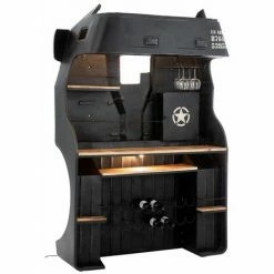 Tout neuf 🛒 Paris Prix - Comptoir De Bar En Métal "camion" 220cm Noir 👍 -Table haute Boutique 57079567 3