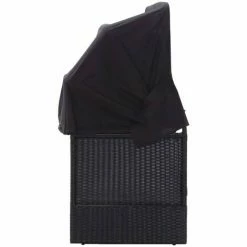 Promo ⌛ NOVA Garden De Canapé Extérieur Avec Canopée à Polyrattan Piscine Salon Lit-canapé D'extérieur Avec Auvent Résine Tressée Noir Couleur : Noir 🤩 -Table haute Boutique 57093563 5