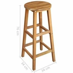 Promo 🤩 NOVA Selles De Bois Massif De L'Acacia Ronde Différentes Quantités Tabourets De Bar 2 Pcs Bois D'acacia Solide Des Modèles : 2 Pcs 👍 -Table haute Boutique 57093719 4