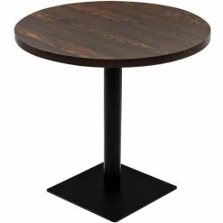Meilleure vente 👍 NOVA Table Bistrot Dans MDF Et Scuro Brown Round Steel Table De Bistro MDF Et Acier Rond 80 X 75 Cm Frêne Foncé Taille : 80x75 Cm 🔔 -Table haute Boutique 57095101 2