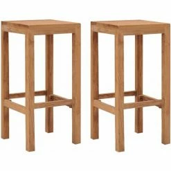 Offres 🛒 NOVA Divers Pièces Des Tabourets En Bois Massif En Teck Tabourets De Bar 2 Pcs Bois De Teck Massif Des Modèles : 2 Pcs ✔️ -Table haute Boutique 57095954 2