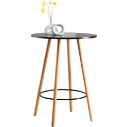 Top 10 🧨 CLP Table Haute De Bar Nerja En Bois Avec Plateau Rond Et Repose-pieds En Métal Noir Rund ✨