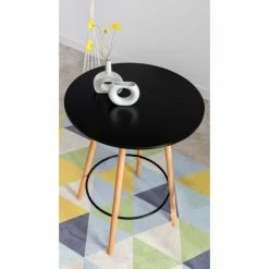 Top 10 🧨 CLP Table Haute De Bar Nerja En Bois Avec Plateau Rond Et Repose-pieds En Métal Noir Rund ✨ -Table haute Boutique 57137932 3