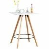 Meilleur prix 😍 CLP Table Haute De Bar Nerja En Bois Avec Plateau Carré Et Repose-pieds En Métal Blanc Eckig 👍 -Table haute Boutique 57138035 1