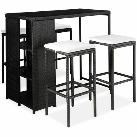 Budget 🔥 NOVA 5 -PC Garden Bar Ensemble Avec Polyrattan Et Coussins En Verre Différentes Couleurs Meuble De Bar De Jardin 5 Pcs Et Coussins Résine Tressée Noir Couleur : Noir ✔️ 3 Budget 🔥 NOVA 5 -PC Garden Bar Ensemble Avec Polyrattan Et Coussins En Verre Différentes Couleurs Meuble De Bar De Jardin 5 Pcs Et Coussins Résine Tressée Noir Couleur : Noir ✔️