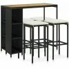Tout neuf 🔔 NOVA 5 PC Garden Bar Ensemble Avec Coussins Polyrattan Et Acacia Diverses Couleurs Meuble De Bar De Jardin 5 Pcs Et Coussins Résine Tressée Noir Couleur : Noir ⌛ -Table haute Boutique 57222386 1