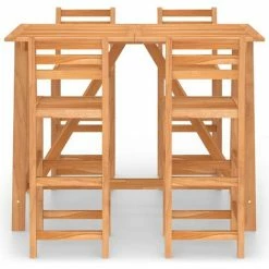 Top 10 🌟 NOVA Ensemble De Table De Bar Avec Des Tabourets En Bois Massif D'Acacia Différentes Quantités Ensemble De Bar D'extérieur 5 Pcs Bois D'acacia Massif Des Modèles : 5 PCS 🧨 -Table haute Boutique 57223264 2