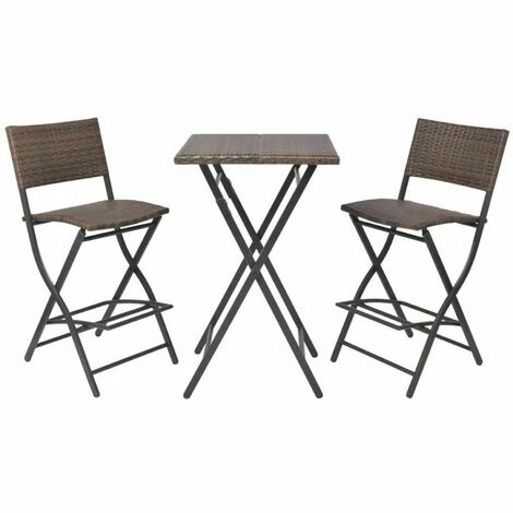 De gros ⌛ NOVA Ensemble De Bar à Table Avec 2 Tabourets De Jardin Dans Un Rotin Pliant Marron Ensemble De Bistro Pliable 3 Pcs Acier Résine Tressée Marron 😀 6 De gros ⌛ NOVA Ensemble De Bar à Table Avec 2 Tabourets De Jardin Dans Un Rotin Pliant Marron Ensemble De Bistro Pliable 3 Pcs Acier Résine Tressée Marron 😀 – Image 4