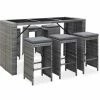 Acheter ✨ NOVA 7 PC Garden Bar Ensemble Avec Coussins Polyrattan Diverses Couleurs Meuble De Bar De Jardin 7 Pcs Et Coussins Résine Tressée Gris Couleur : Gris 🔥 -Table haute Boutique 57225801 1