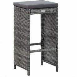 Acheter ✨ NOVA 7 PC Garden Bar Ensemble Avec Coussins Polyrattan Diverses Couleurs Meuble De Bar De Jardin 7 Pcs Et Coussins Résine Tressée Gris Couleur : Gris 🔥 -Table haute Boutique 57225801 5